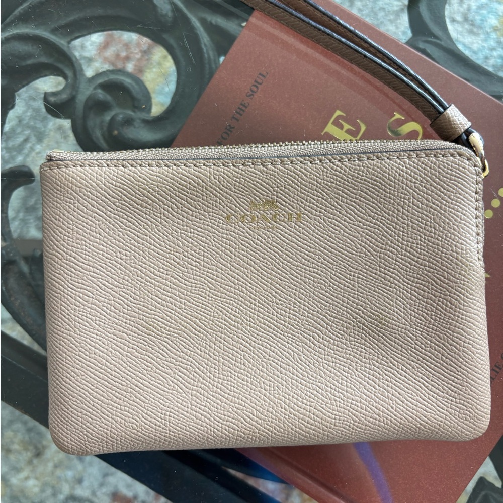 Coach Beige Leather Wristlet